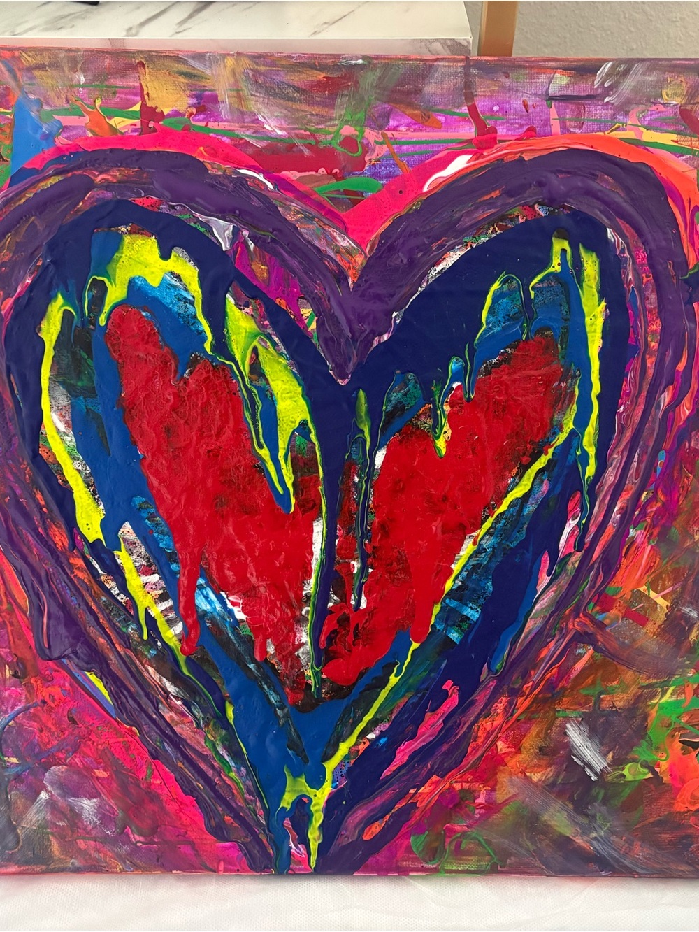 Vibrant Multicolor Heart Canvas Wall Art - Red & Purple